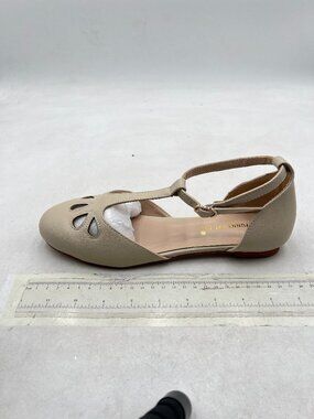 Beige D'Orsay Dress Pumps T-Strap Round Toe Ankle Strap Sandal Adorable Shoe